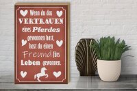 Holzschild Spruch 30x40cm Vertrauen eines Pferdes Freund