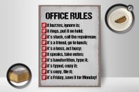 Holzschild Spruch 30x40cm Office rules it buzzes ignore it