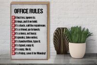 Holzschild Spruch 30x40cm Office rules it buzzes ignore it