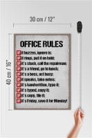 Holzschild Spruch 30x40cm Office rules it buzzes ignore it