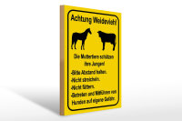 Holzschild Hinweis 30x40cm Achtung Weidevieh nicht...