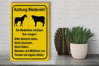 Holzschild Hinweis 30x40cm Achtung Weidevieh nicht füttern