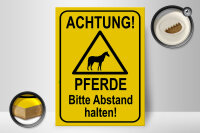 Holzschild Hinweis 30x40cm Achtung Pferde Abstand halten