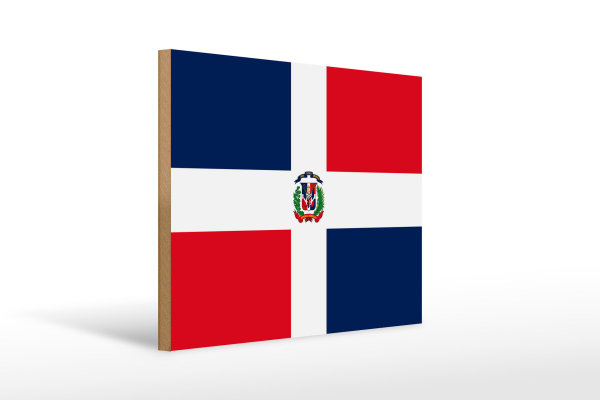 Holzschild Flagge Dominikanische Republik 40x30cm Flag