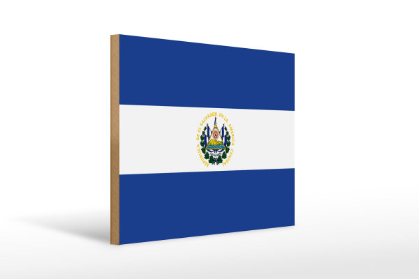 Holzschild Flagge El Salvadors 40x30cm Flag of El Salvador