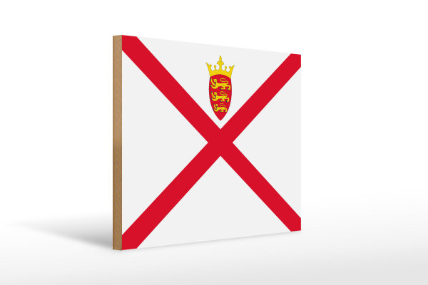 Holzschild Flagge Jerseys 40x30cm Flag of Jersey