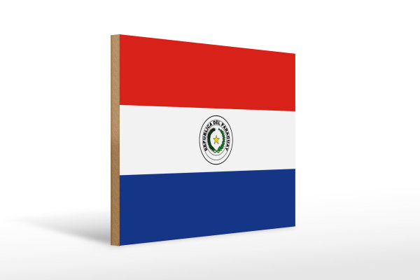 Holzschild Flagge Paraguays 40x30cm Flag of Paraguay