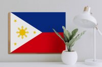 Holzschild Flagge Philippinen 40x30cm Flag of Philippines