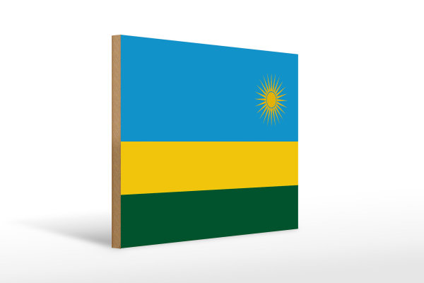 Holzschild Flagge Ruandas 40x30cm Flag of Rwanda