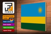 Holzschild Flagge Ruandas 40x30cm Flag of Rwanda