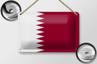 Blechschild Flagge Katars 18x12cm Flag of Qatar Dekoration