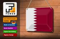 Blechschild Flagge Katars 18x12cm Flag of Qatar Dekoration