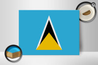 Holzschild Flagge Saint Lucias 40x30cm Flag of Saint Lucia