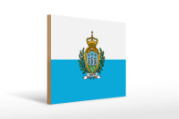 Holzschild Flagge San Marinos 40x30cm Flag of San Marino