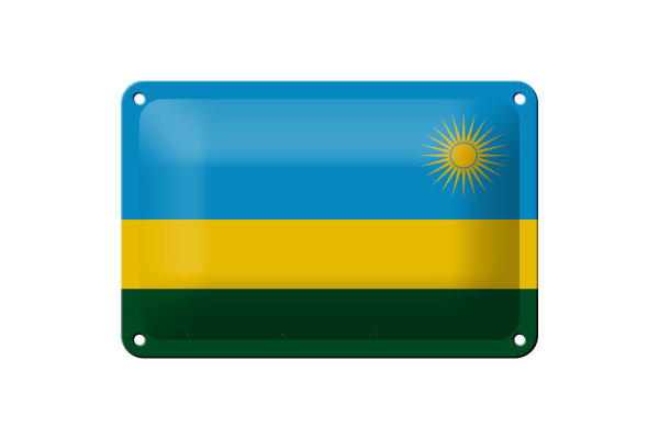 Blechschild Flagge Ruandas 18x12cm Flag of Rwanda Dekoration