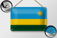 Blechschild Flagge Ruandas 18x12cm Flag of Rwanda Dekoration