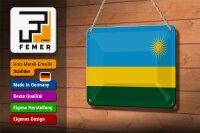 Blechschild Flagge Ruandas 18x12cm Flag of Rwanda Dekoration