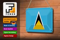 Blechschild Flagge Saint Lucias 18x12cm Flag of Saint Lucia Dekoration