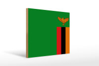 Holzschild Flagge Sambias 40x30cm Flag of Zambia