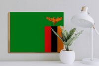 Holzschild Flagge Sambias 40x30cm Flag of Zambia