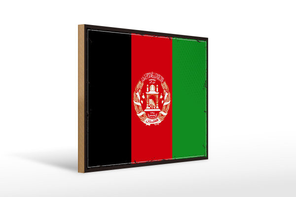 Holzschild Flagge Afghanistans 40x30cm Retro Afghanistan