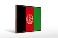 Holzschild Flagge Afghanistans 40x30cm Retro Afghanistan