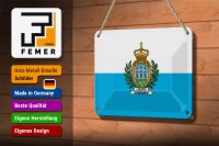 Blechschild Flagge San Marinos 18x12cm Flag of San Marino Dekoration