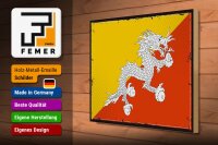 Holzschild Flagge Bhutans 40x30cm Retro Flag of Bhutan