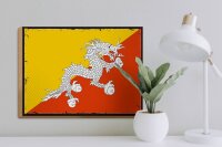 Holzschild Flagge Bhutans 40x30cm Retro Flag of Bhutan