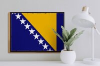 Holzschild Flagge Bosnien und Herzegowina 40x30cm Retro