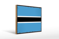Holzschild Flagge Botswanas 40x30cm Retro Flag of Botswana
