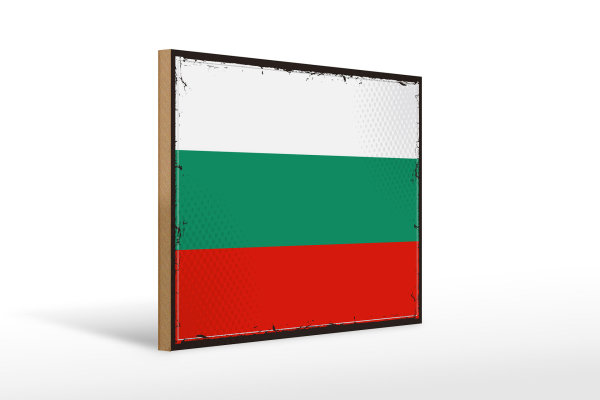 Holzschild Flagge Bulgariens 40x30cm Retro Flag Bulgaria