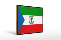 Holzschild Flagge Äquatorialguinea 40x30cm Retro Flag