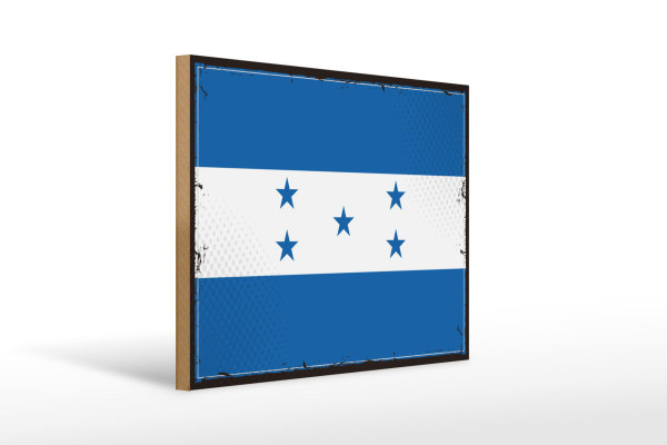 Holzschild Flagge Honduras 40x30cm Retro Flag of Honduras