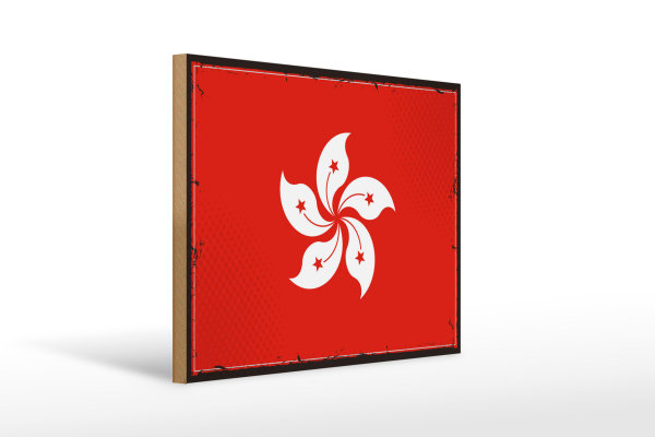 Holzschild Flagge Hongkongs 40x30cm Retro Flag Hong Kong  child