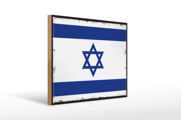 Holzschild Flagge Israels 40x30cm Retro Flag of Israel