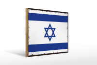 Holzschild Flagge Israels 40x30cm Retro Flag of Israel