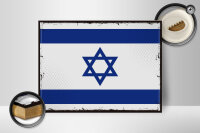 Holzschild Flagge Israels 40x30cm Retro Flag of Israel