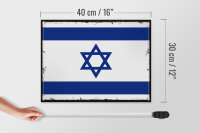 Holzschild Flagge Israels 40x30cm Retro Flag of Israel