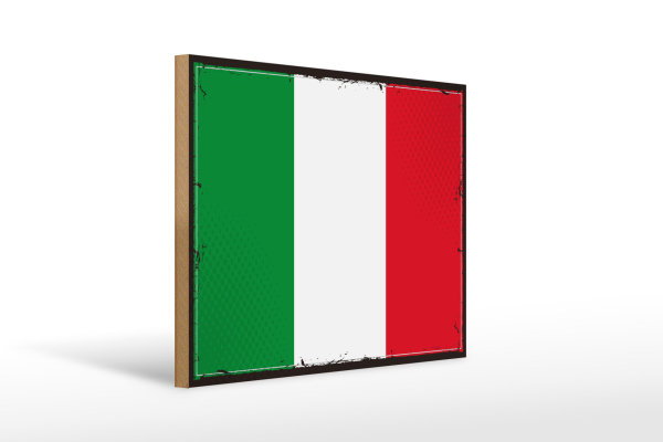 Holzschild Flagge Italiens 40x30cm Retro Flag of Italy