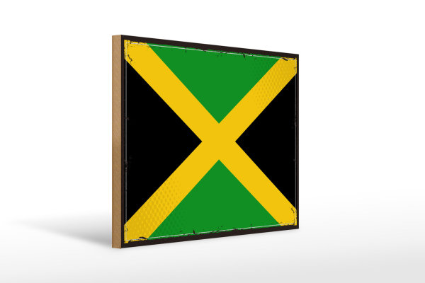 Holzschild Flagge Jamaikas 40x30cm Retro Flag of Jamaica