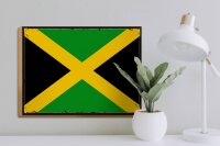 Holzschild Flagge Jamaikas 40x30cm Retro Flag of Jamaica