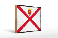 Holzschild Flagge Jerseys 40x30cm Retro Flag of Jersey