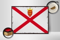 Holzschild Flagge Jerseys 40x30cm Retro Flag of Jersey