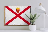 Holzschild Flagge Jerseys 40x30cm Retro Flag of Jersey