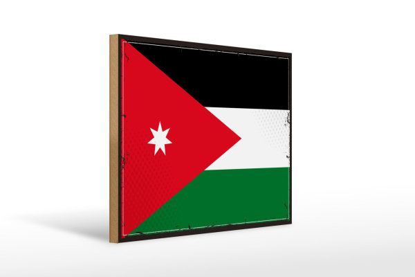 Holzschild Flagge Jordaniens 40x30cm Retro Flag of Jordan