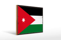 Holzschild Flagge Jordaniens 40x30cm Retro Flag of Jordan