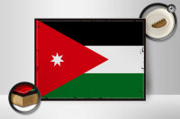 Holzschild Flagge Jordaniens 40x30cm Retro Flag of Jordan