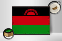 Holzschild Flagge Malawis 40x30cm Retro Flag of Malawi