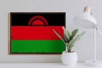 Holzschild Flagge Malawis 40x30cm Retro Flag of Malawi